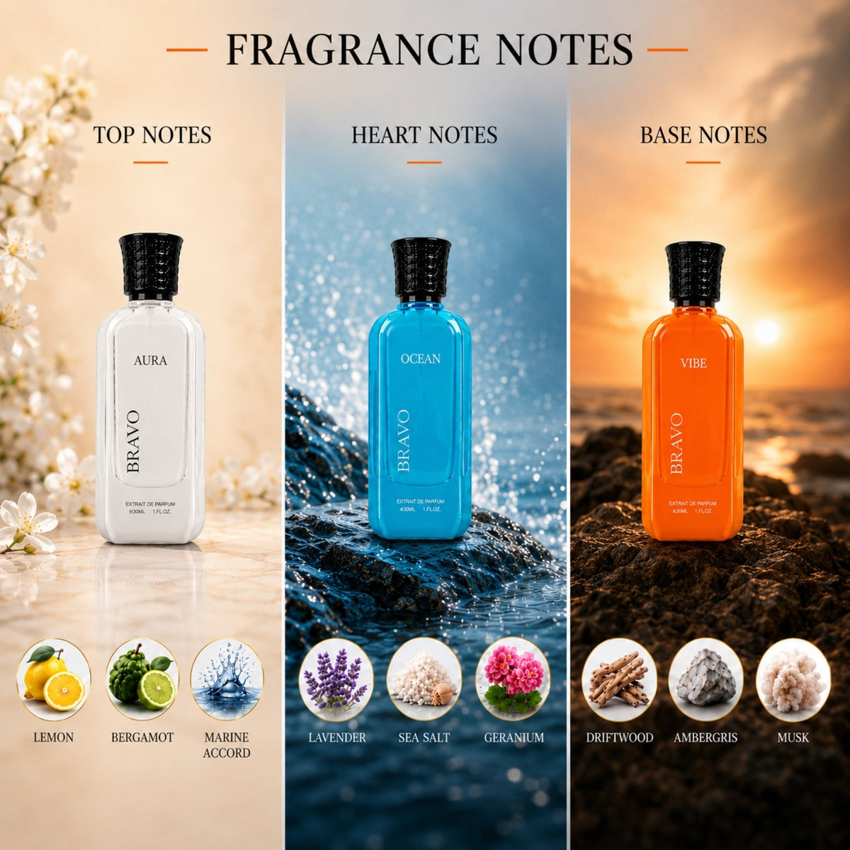 BRAVO GIFT SET - VIBE + AURA + OCEAN